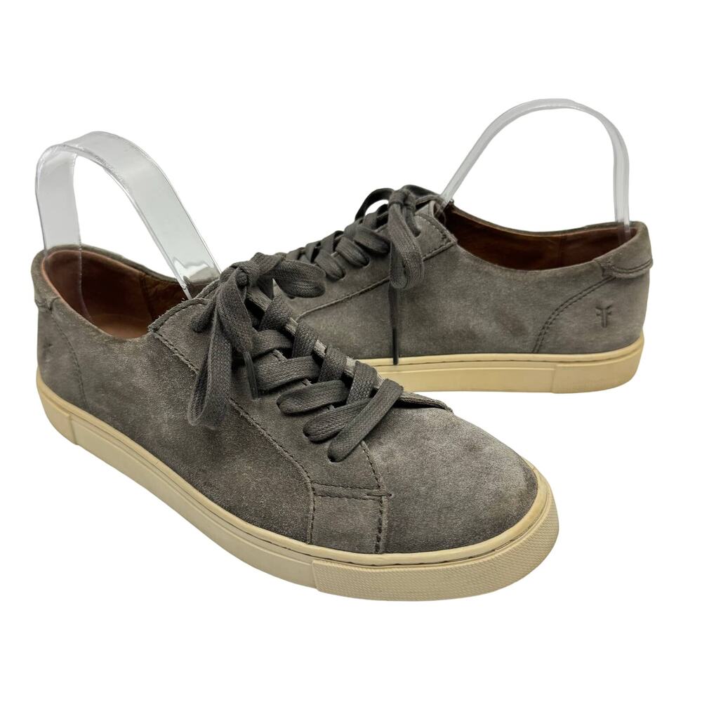 Frye Gemma Low Top Gray Suede Leather Lace Up Normcore Classic Basic Sneakers